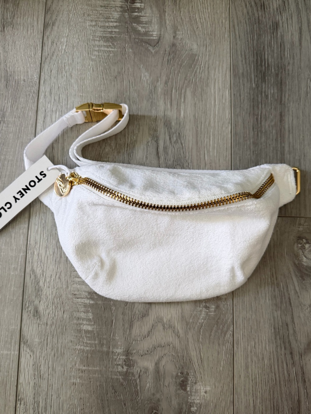 Stoney Clover Lane White Terry Fanny Pack Crossbody Belt Bag Coconut